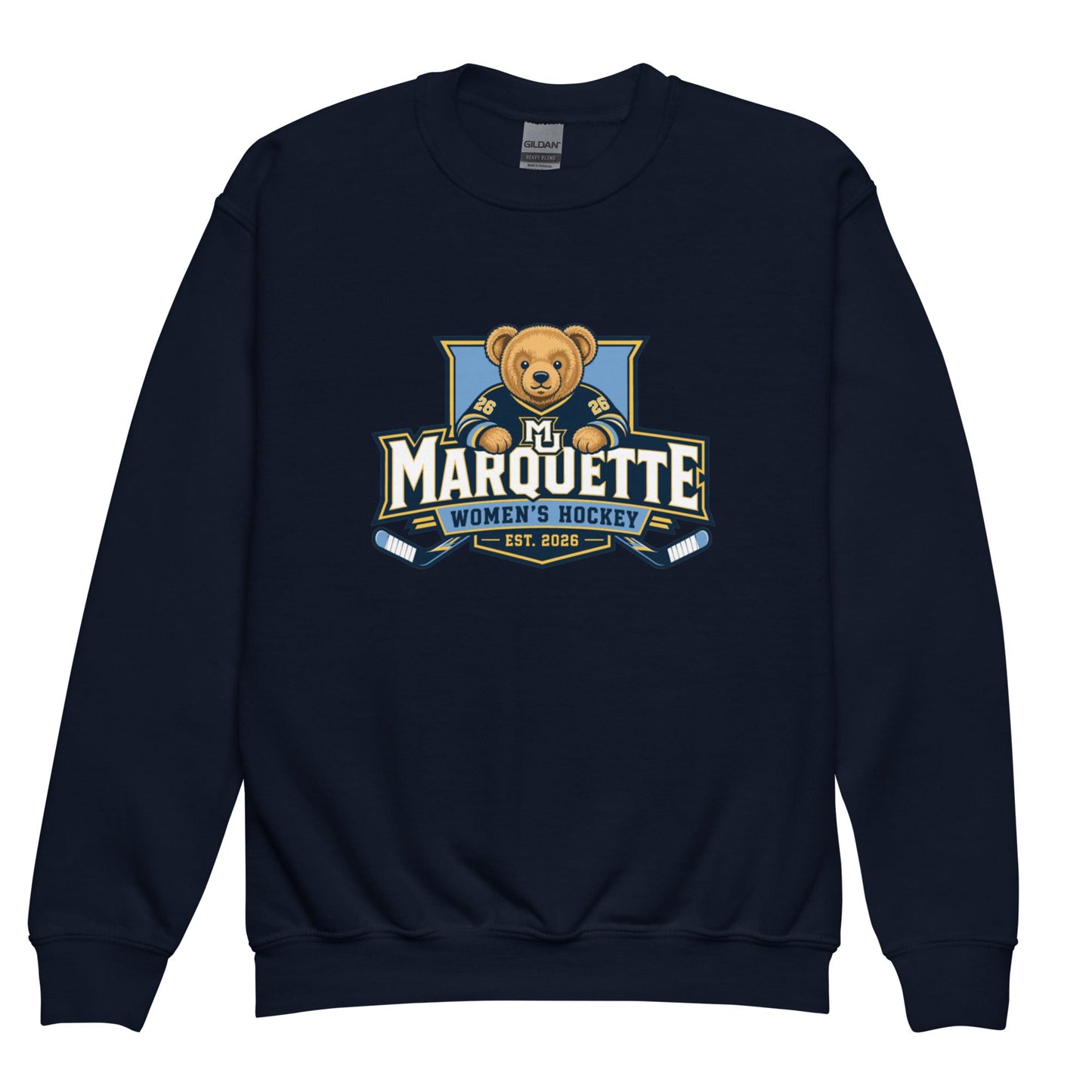 Classic | Youth Sweatshirt | Marquette University Women's Hockey | Bear Athletics Logo
