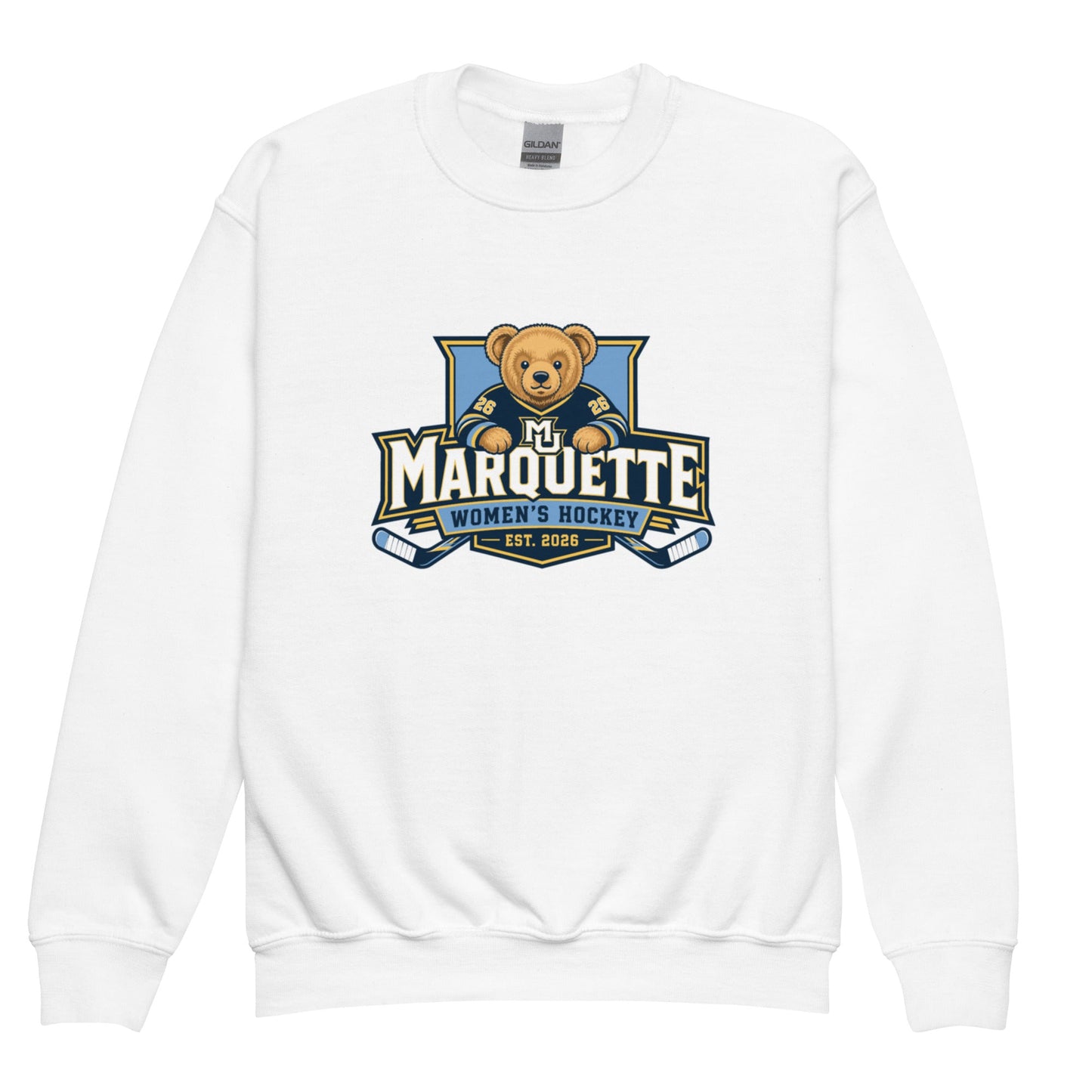 Classic | Youth Sweatshirt | Marquette University Women's Hockey | Bear Athletics Logo