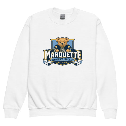 Classic | Youth Sweatshirt | Marquette University Women's Hockey | Bear Athletics Logo