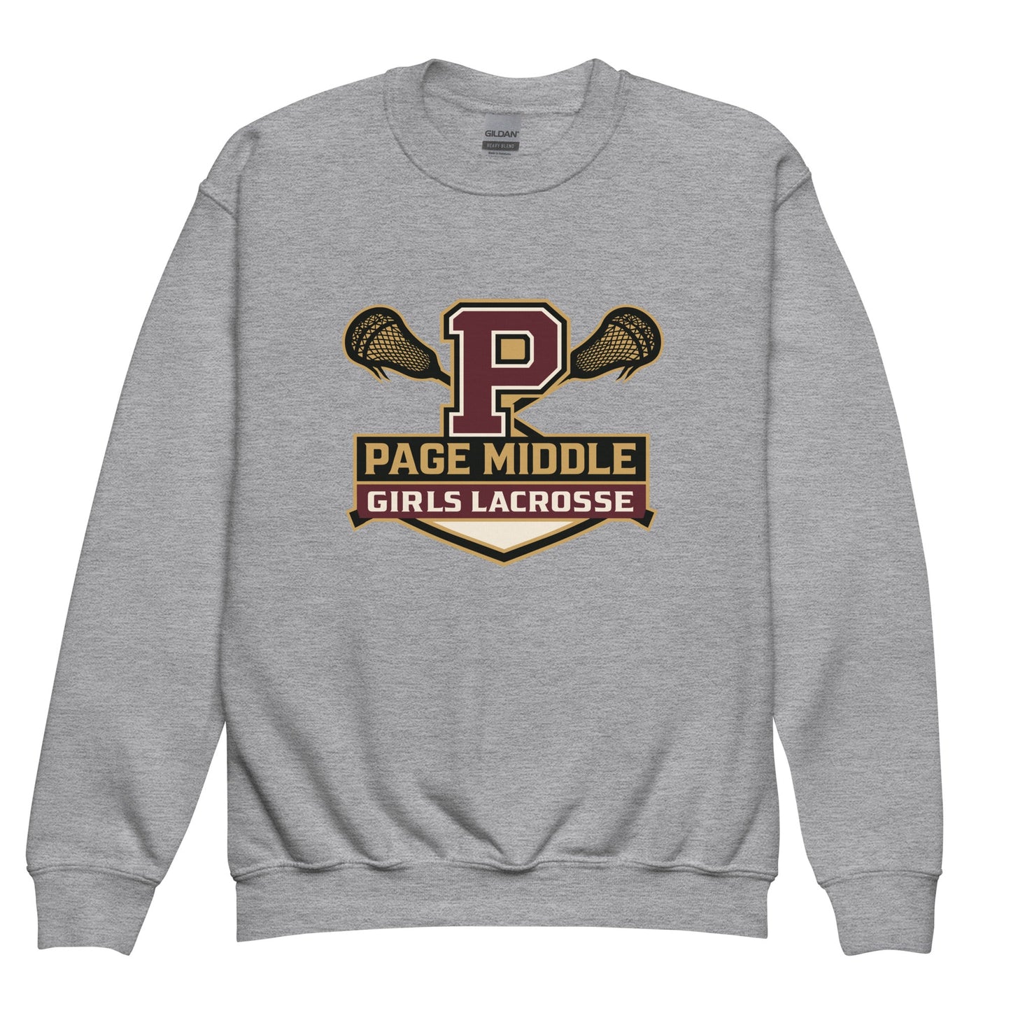 Classic | Youth Sweatshirt | Page Middle Girls Lacrosse | Block P Logo