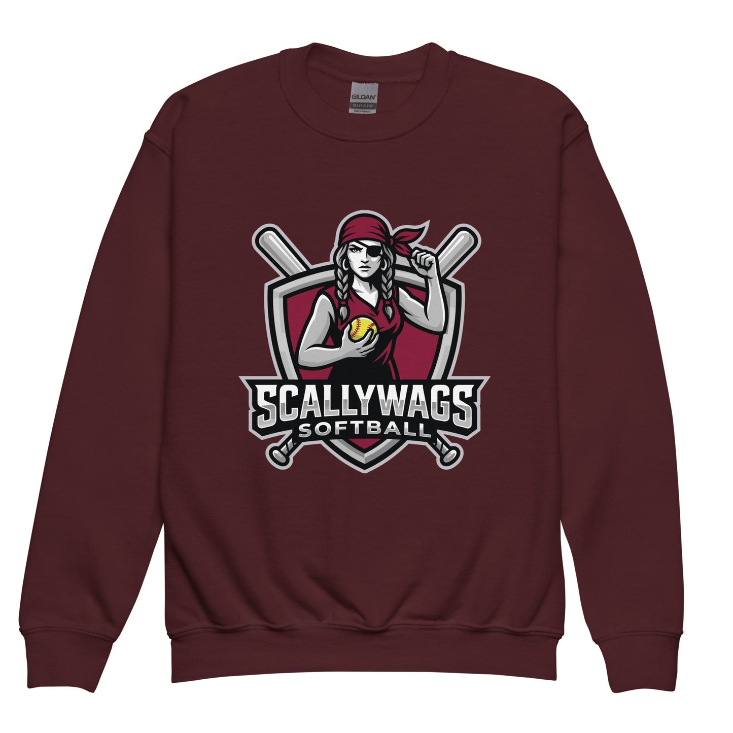 Classic | Youth Sweatshirt | Scallywags Softball | Crest Logo