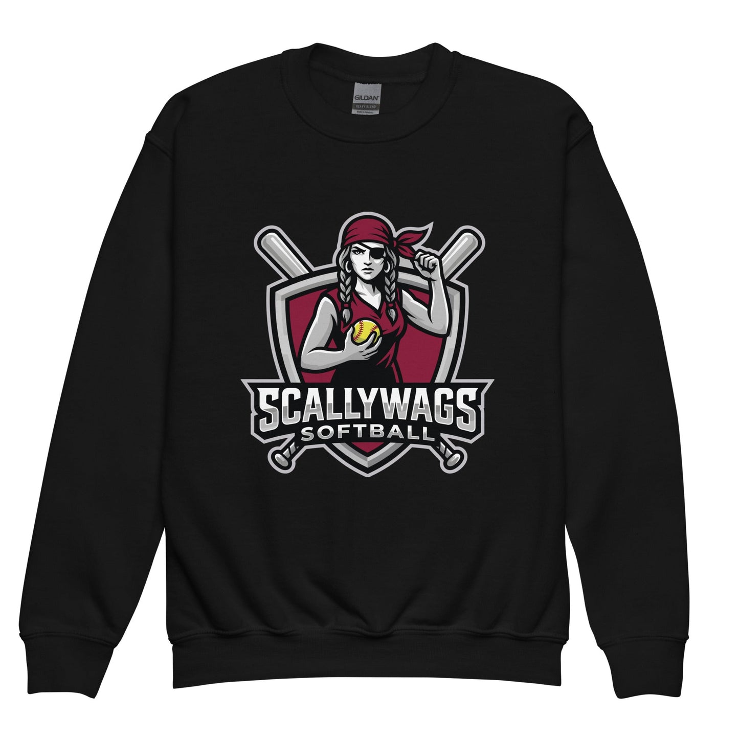 Classic | Youth Sweatshirt | Scallywags Softball | Crest Logo