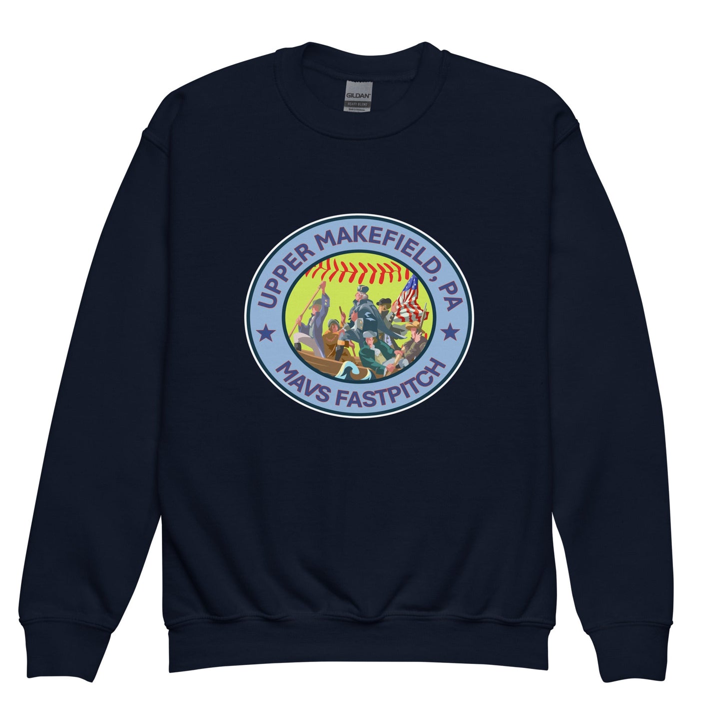 Classic | Youth Sweatshirt | Upper Makefield Mavs Fastpitch | Crossing Badge Logo