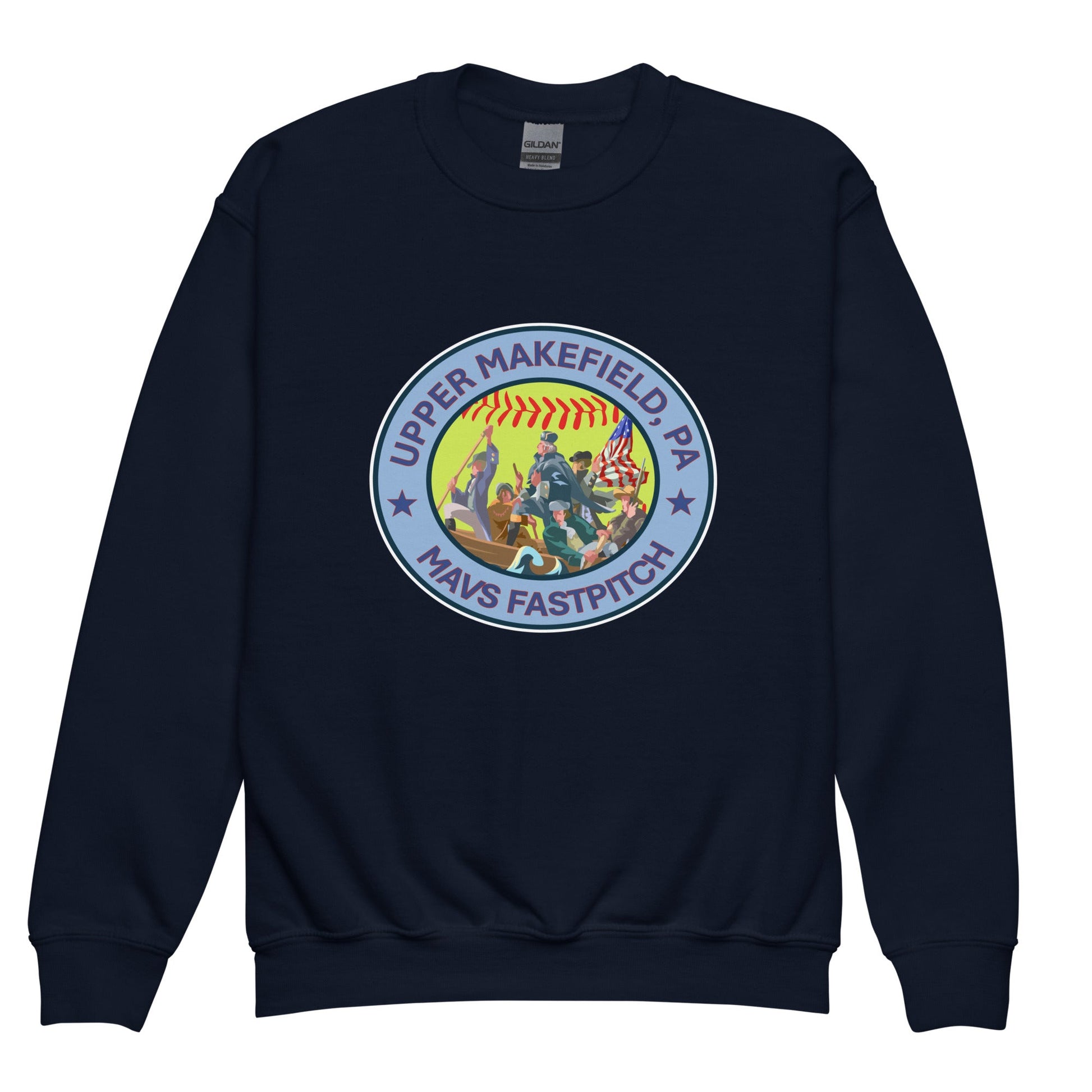 Classic | Youth Sweatshirt | Upper Makefield Mavs Fastpitch | Crossing Badge Logo