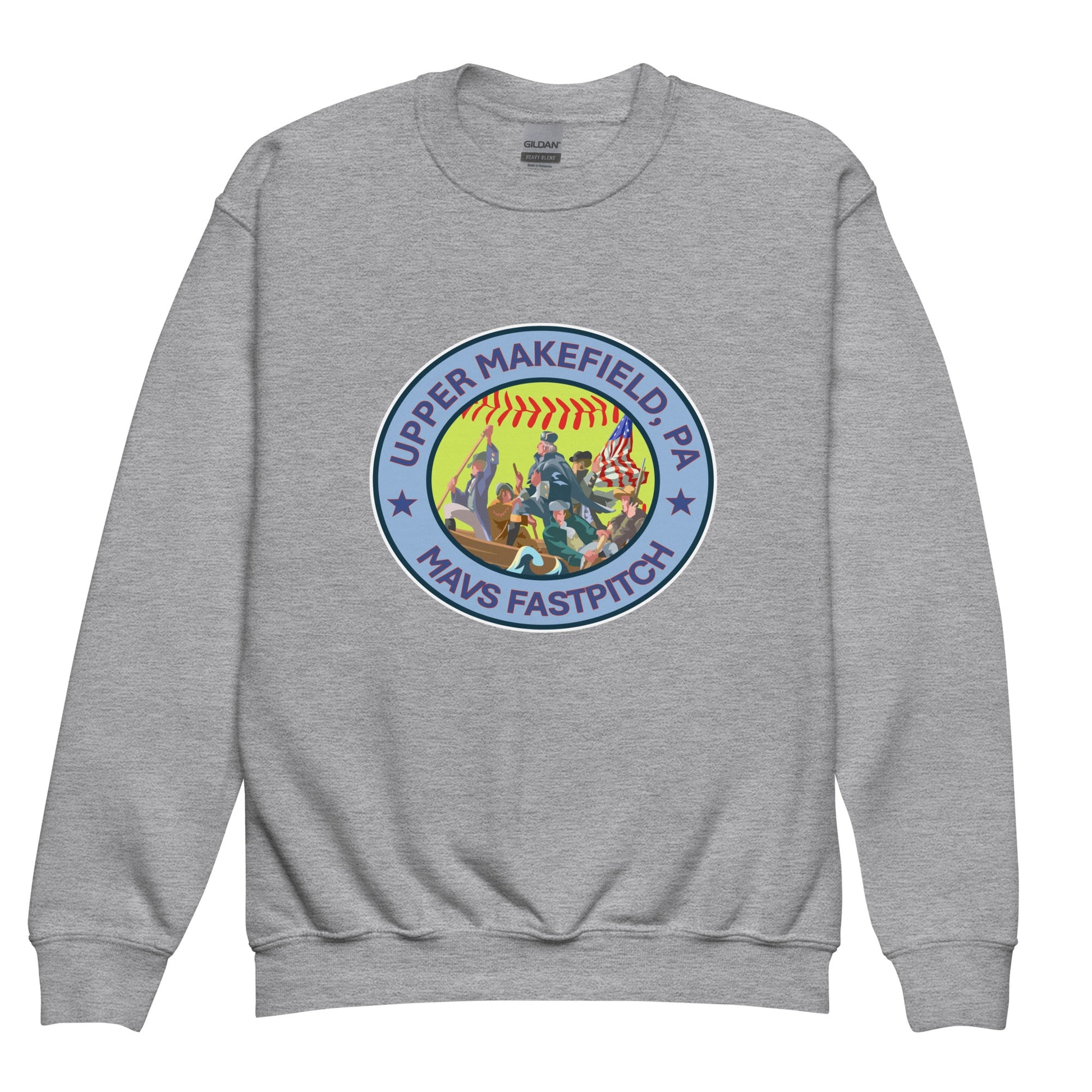 Classic | Youth Sweatshirt | Upper Makefield Mavs Fastpitch | Crossing Badge Logo