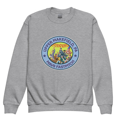 Classic | Youth Sweatshirt | Upper Makefield Mavs Fastpitch | Crossing Badge Logo