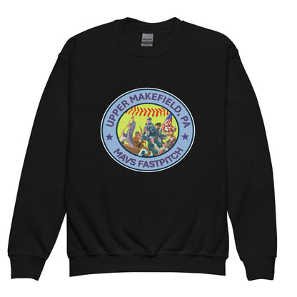 Classic | Youth Sweatshirt | Upper Makefield Mavs Fastpitch | Crossing Badge Logo