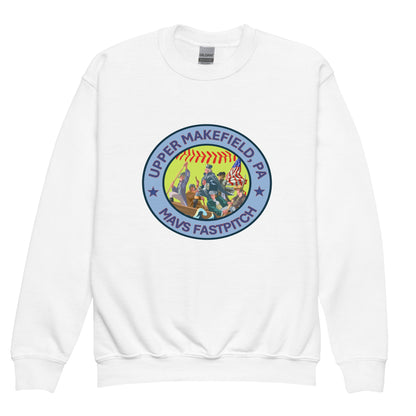 Classic | Youth Sweatshirt | Upper Makefield Mavs Fastpitch | Crossing Badge Logo