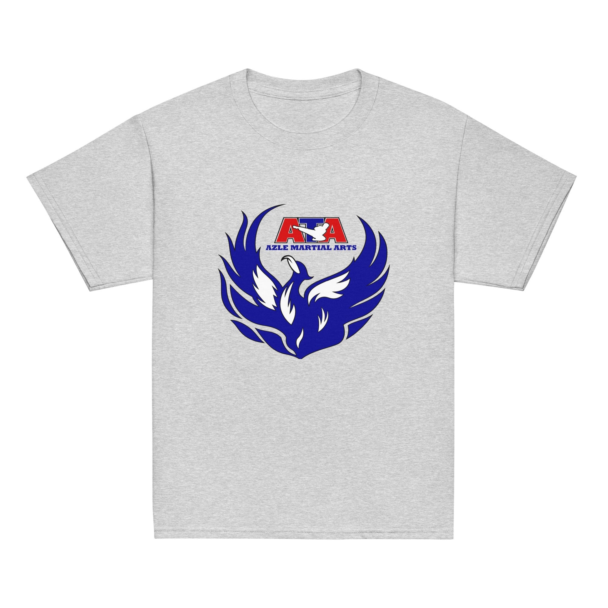 Classic | Youth T Shirt | Azle Martial Arts | Blue Fire Crest Logo