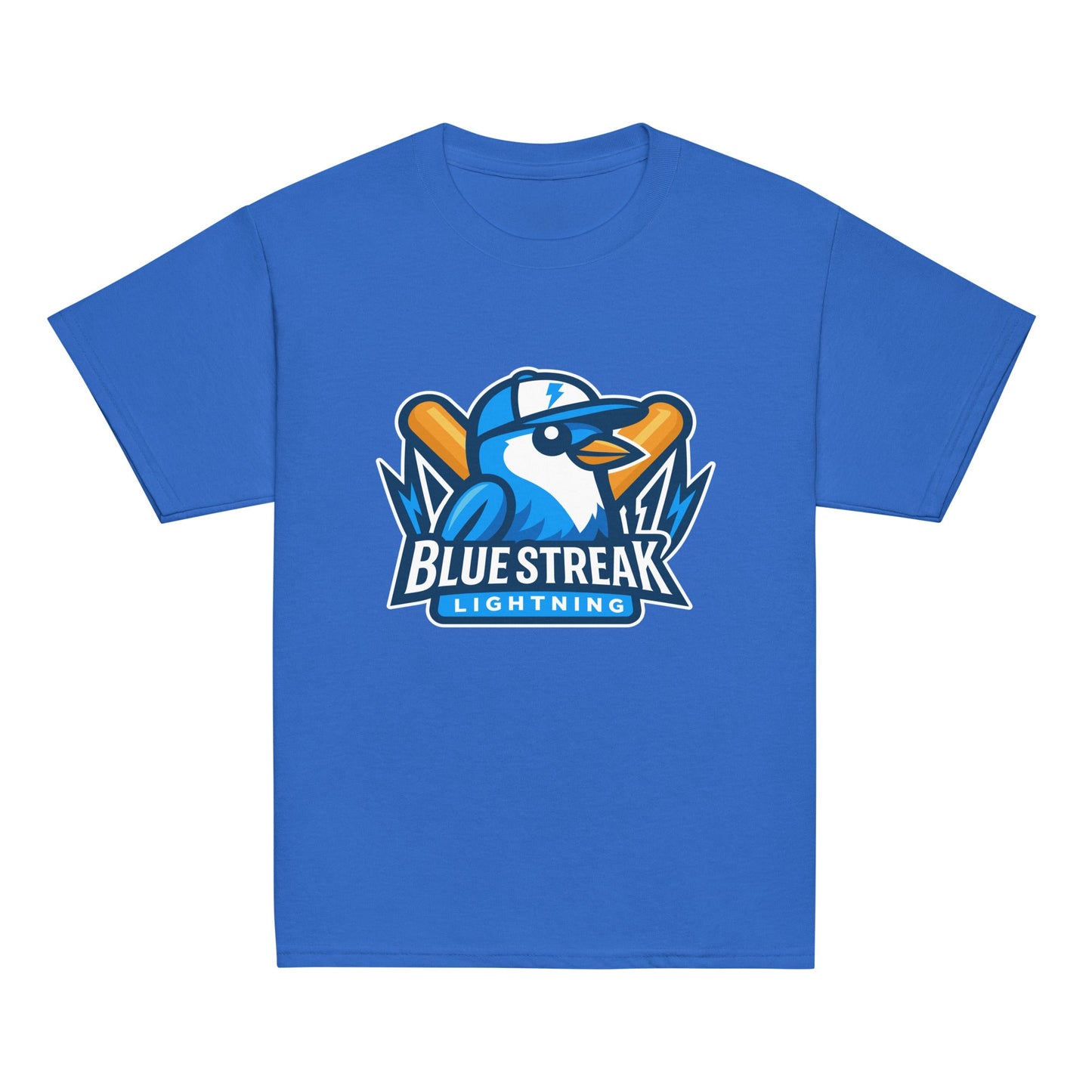 Classic | Youth T Shirt | Blue Streak Lightning | Mascot Logo
