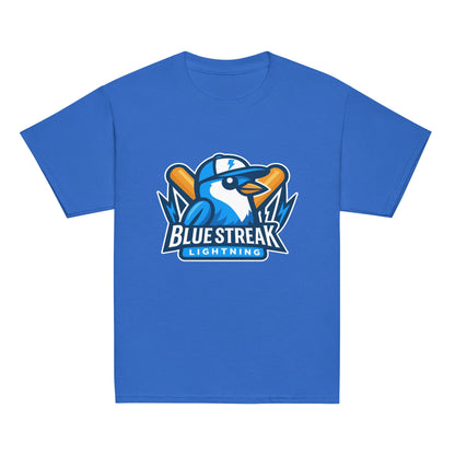 Classic | Youth T Shirt | Blue Streak Lightning | Mascot Logo