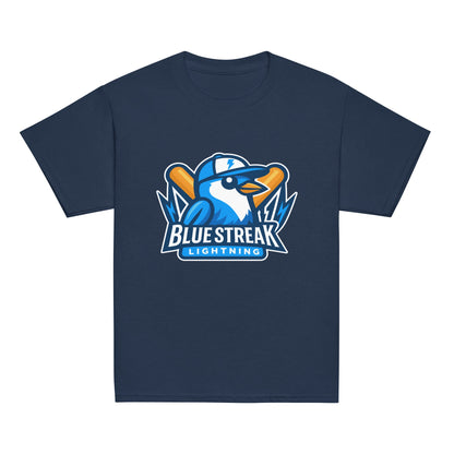 Classic | Youth T Shirt | Blue Streak Lightning | Mascot Logo