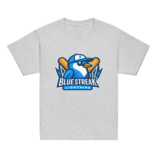 Classic | Youth T Shirt | Blue Streak Lightning | Mascot Logo