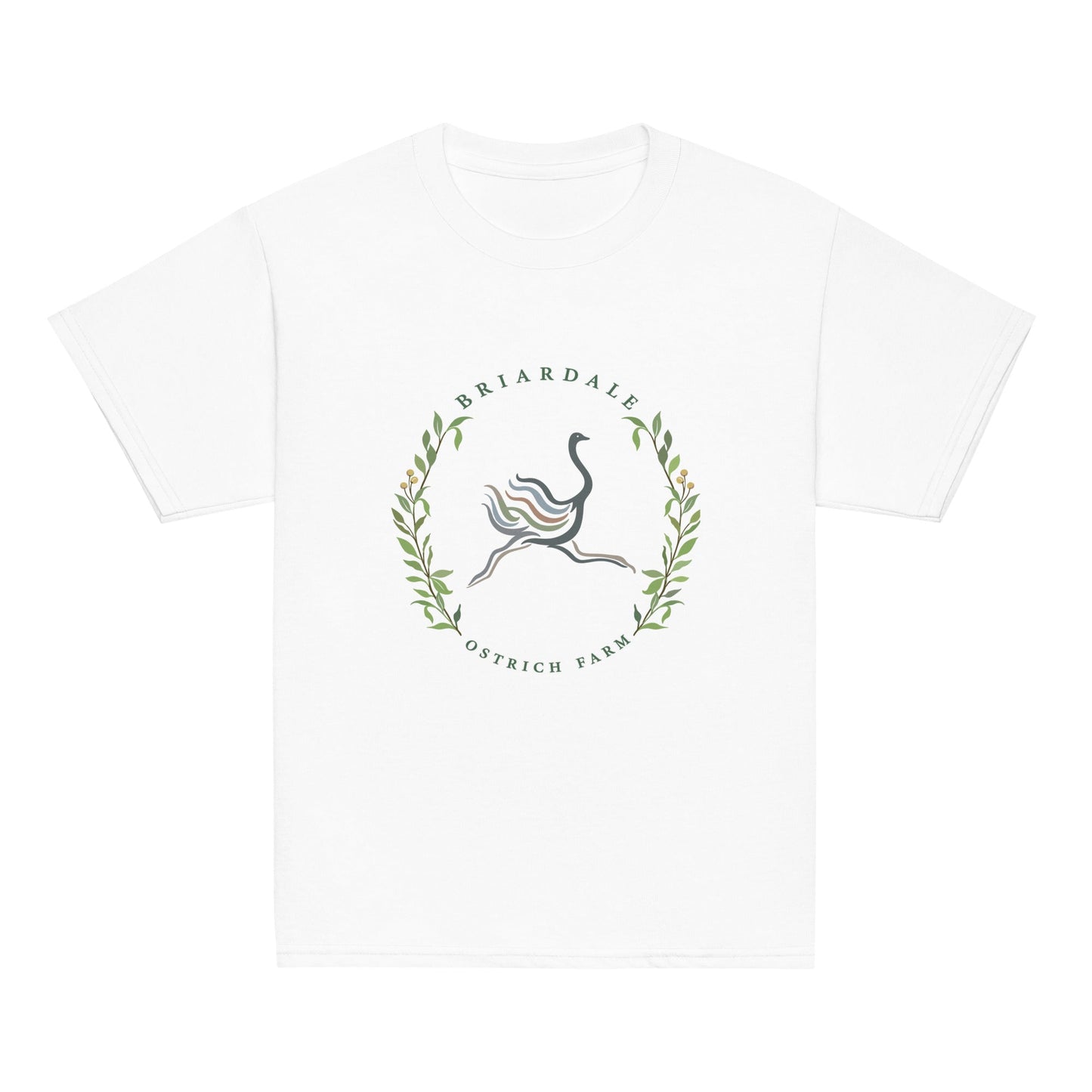 Classic | Youth T Shirt | Briardale Ostrich Farm | Crest Logo