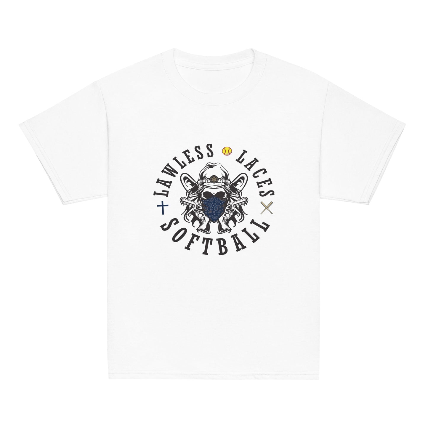 Classic | Youth T Shirt | Lawless Laces Softball | Bandana Mascot Logo