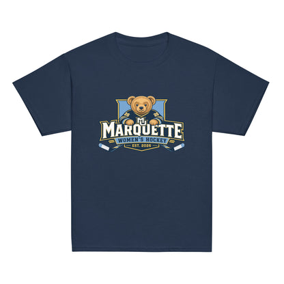 Classic | Youth T Shirt | Marquette University Women's Hockey | Bear Athletics Logo