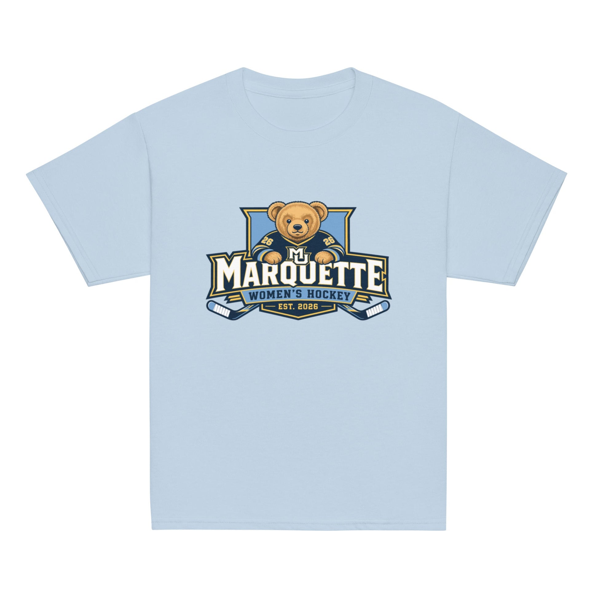 Classic | Youth T Shirt | Marquette University Women's Hockey | Bear Athletics Logo