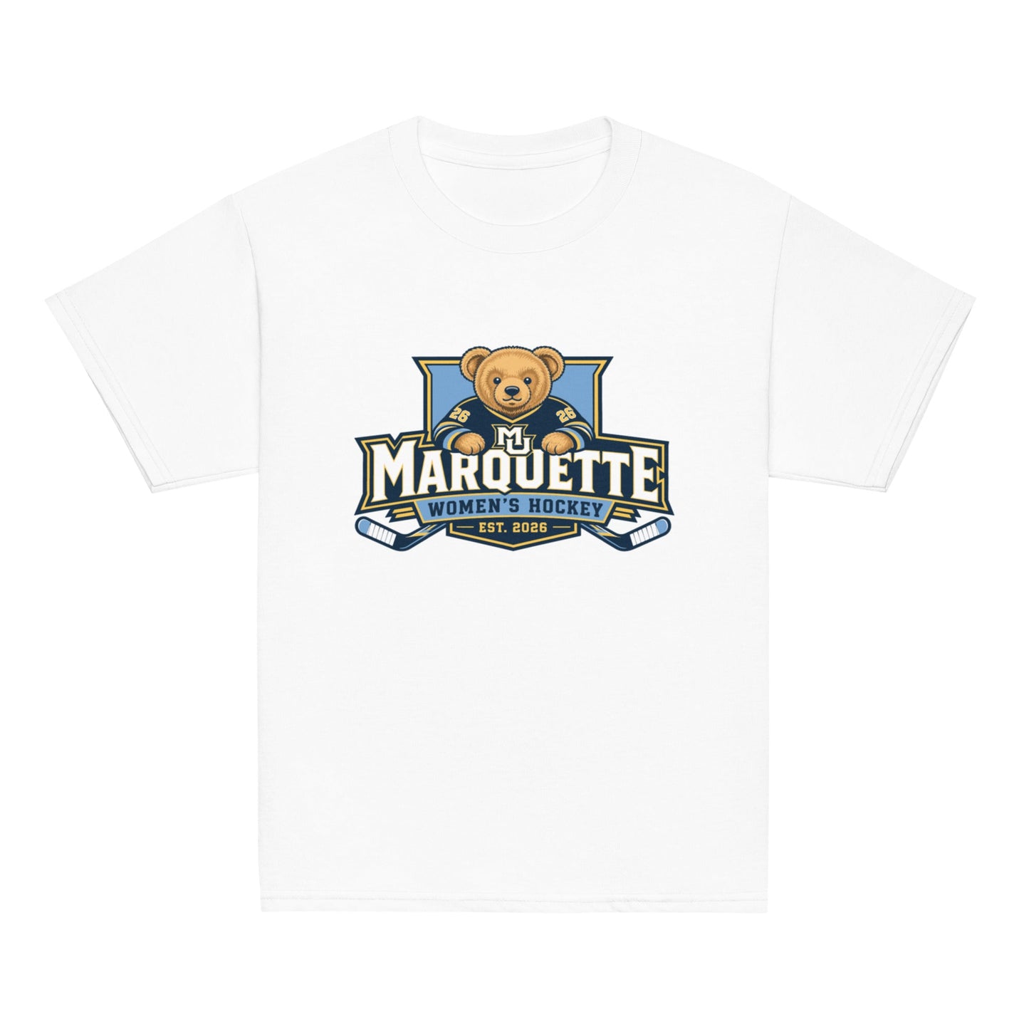 Classic | Youth T Shirt | Marquette University Women's Hockey | Bear Athletics Logo