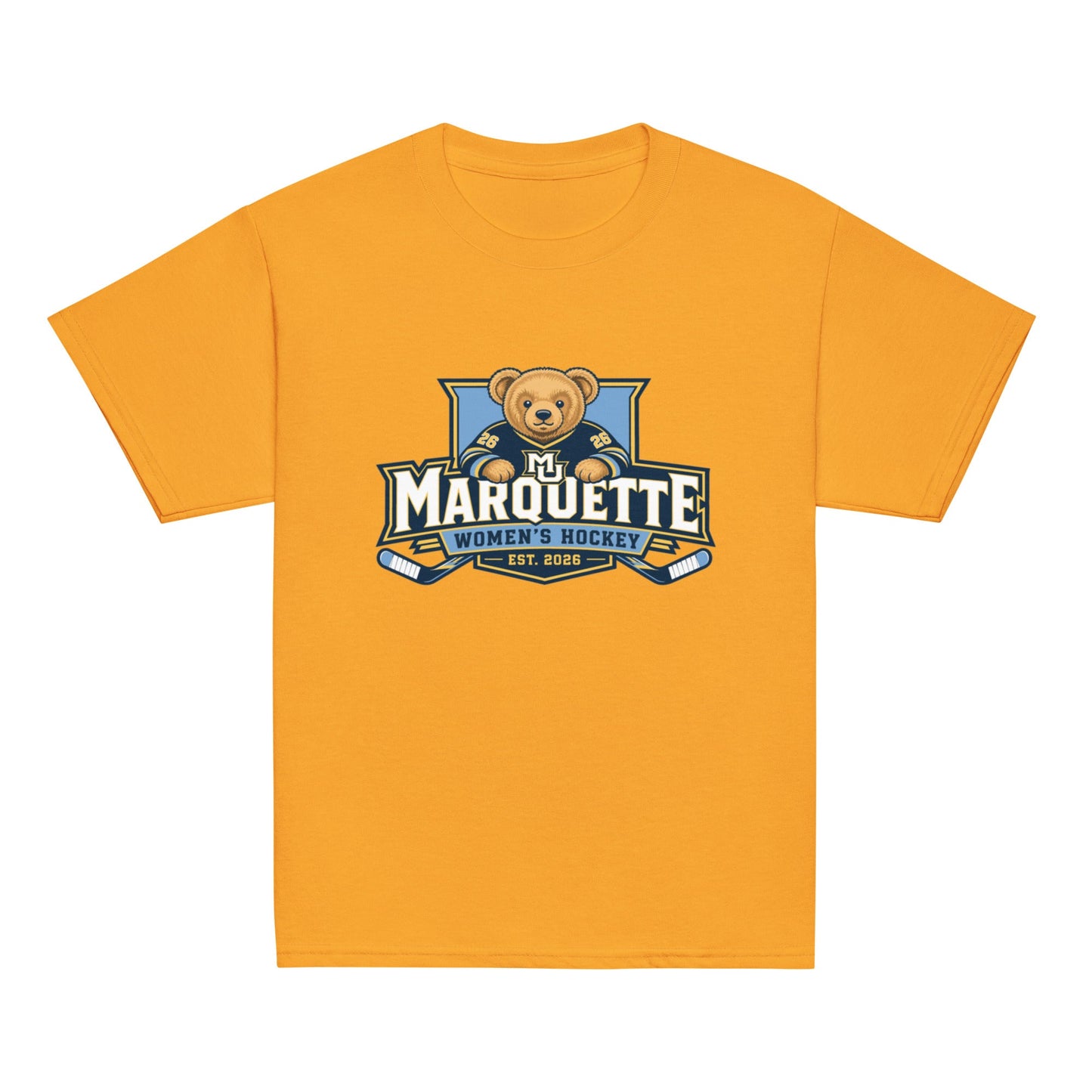 Classic | Youth T Shirt | Marquette University Women's Hockey | Bear Athletics Logo