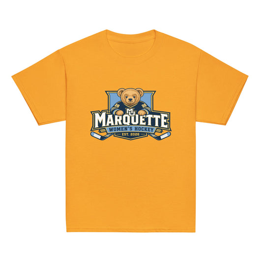 Classic | Youth T Shirt | Marquette University Women's Hockey | Bear Athletics Logo