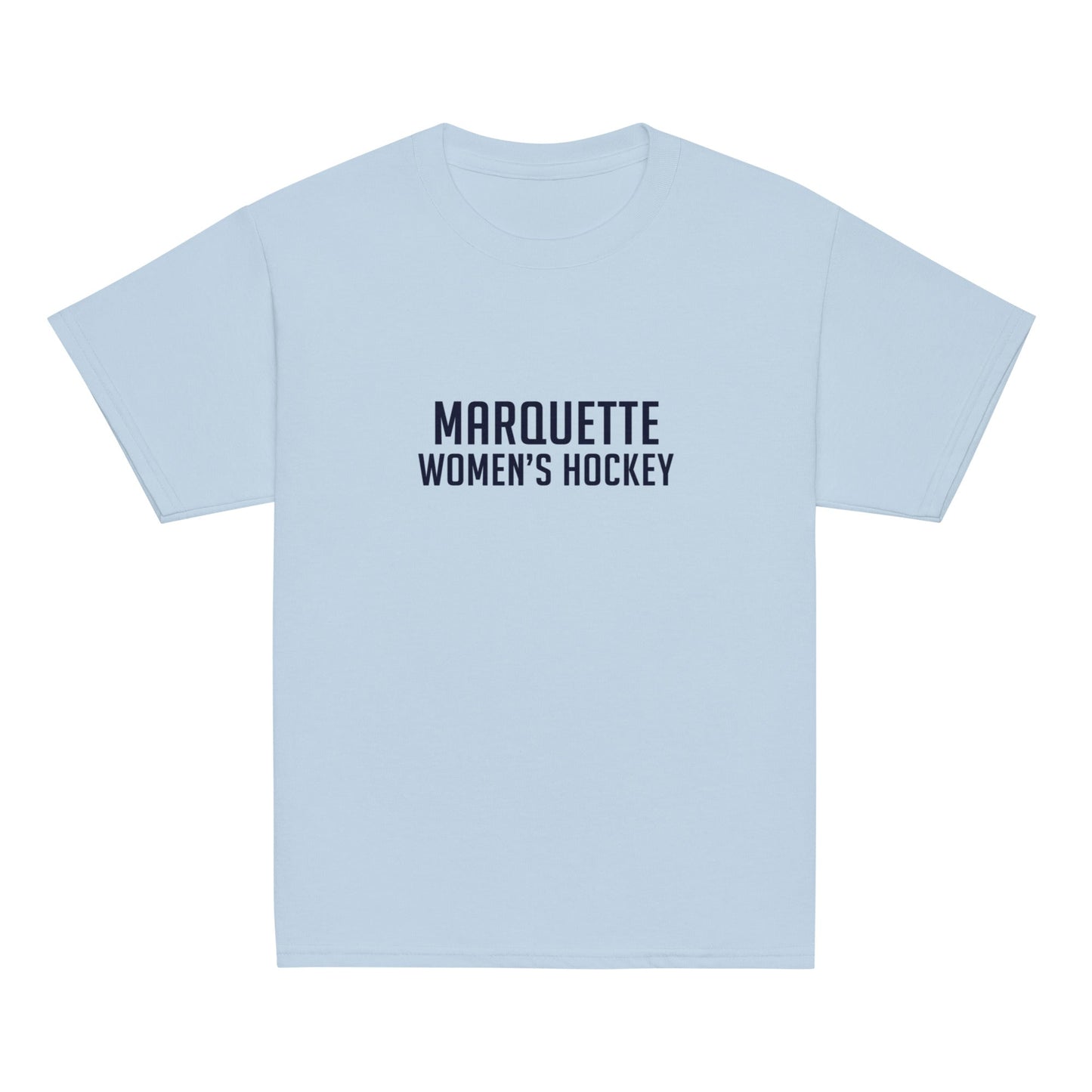 Classic | Youth T Shirt | Marquette University Women's Hockey | Collegiate Front Logo