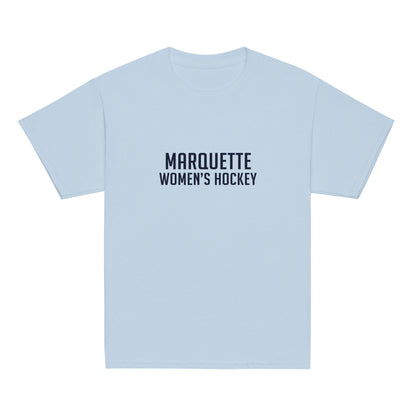 Classic | Youth T Shirt | Marquette University Women's Hockey | Collegiate Front Logo