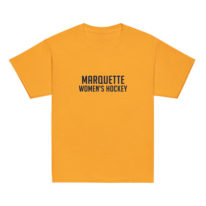Classic | Youth T Shirt | Marquette University Women's Hockey | Collegiate Front Logo
