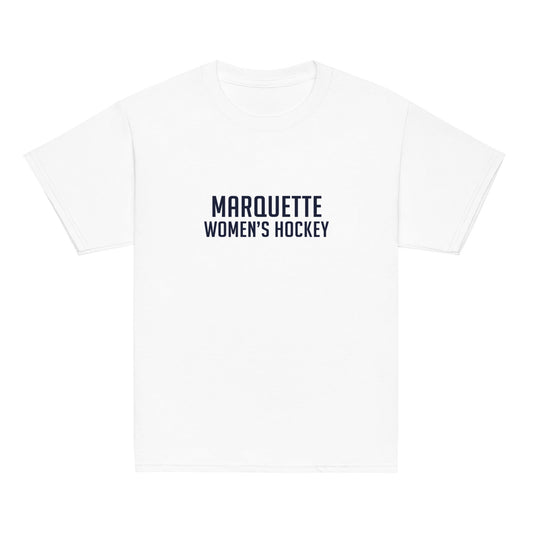 Classic | Youth T Shirt | Marquette University Women's Hockey | Collegiate Front Logo