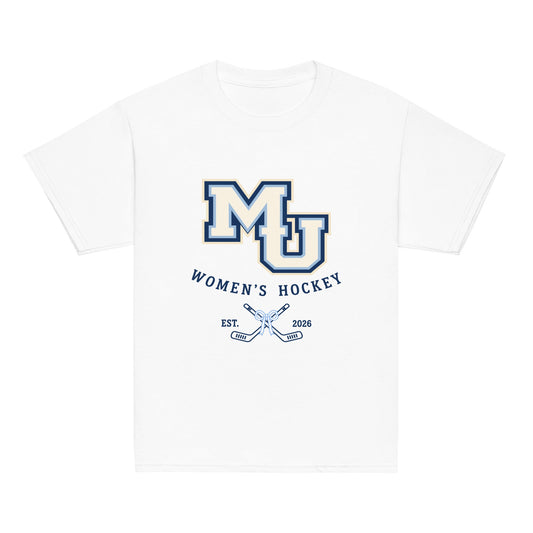 Classic | Youth T Shirt | Marquette University Women's Hockey | Crest Logo