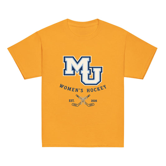 Classic | Youth T Shirt | Marquette University Women's Hockey | Crest Logo