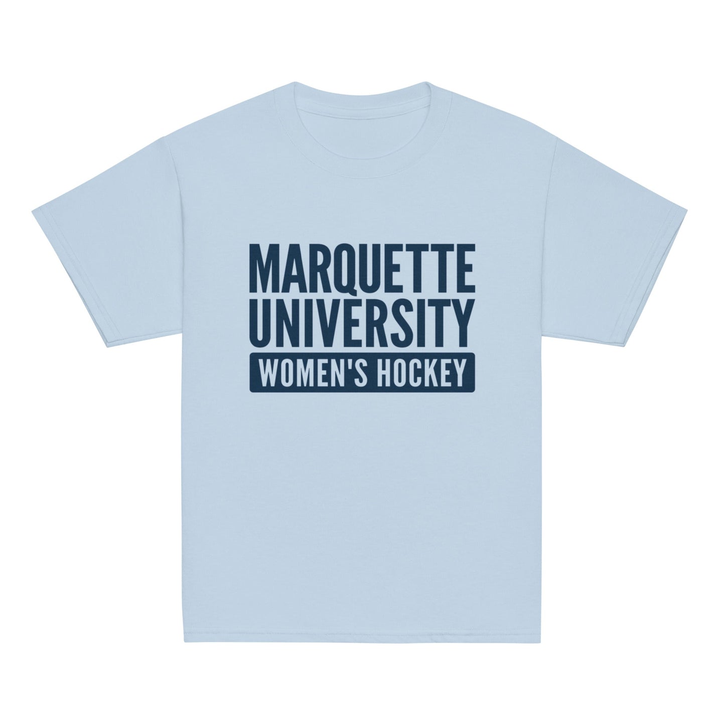 Classic | Youth T Shirt | Marquette University Women's Hockey | Modern Script Logo