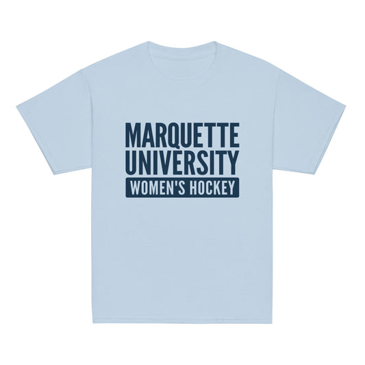 Classic | Youth T Shirt | Marquette University Women's Hockey | Modern Script Logo
