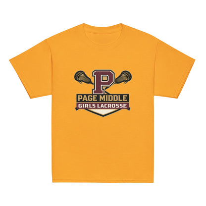 Classic | Youth T Shirt | Page Middle Girls Lacrosse | Block P Logo