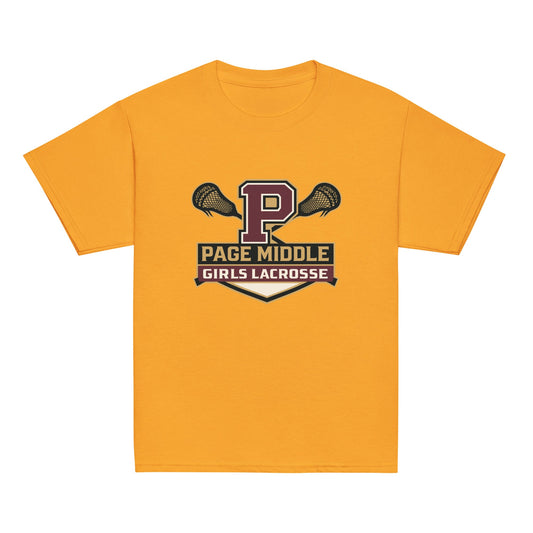 Classic | Youth T Shirt | Page Middle Girls Lacrosse | Block P Logo