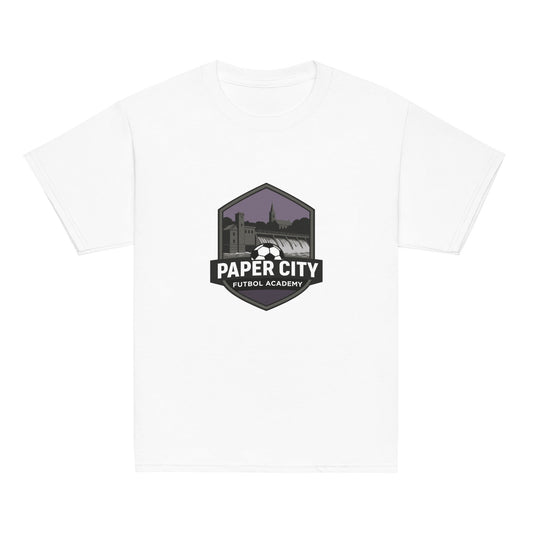 Classic | Youth T Shirt | Paper City Futbol Academy | Vanguard Shield Logo