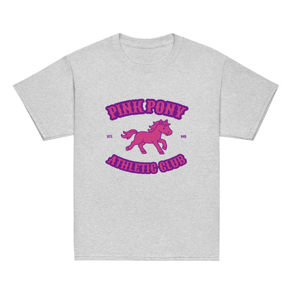 Classic | Youth T Shirt | Pink Pony Athletic Club | Crest Logo