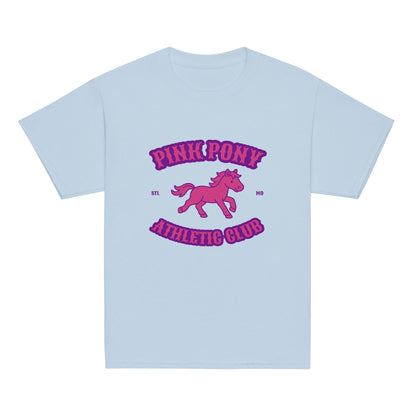 Classic | Youth T Shirt | Pink Pony Athletic Club | Crest Logo