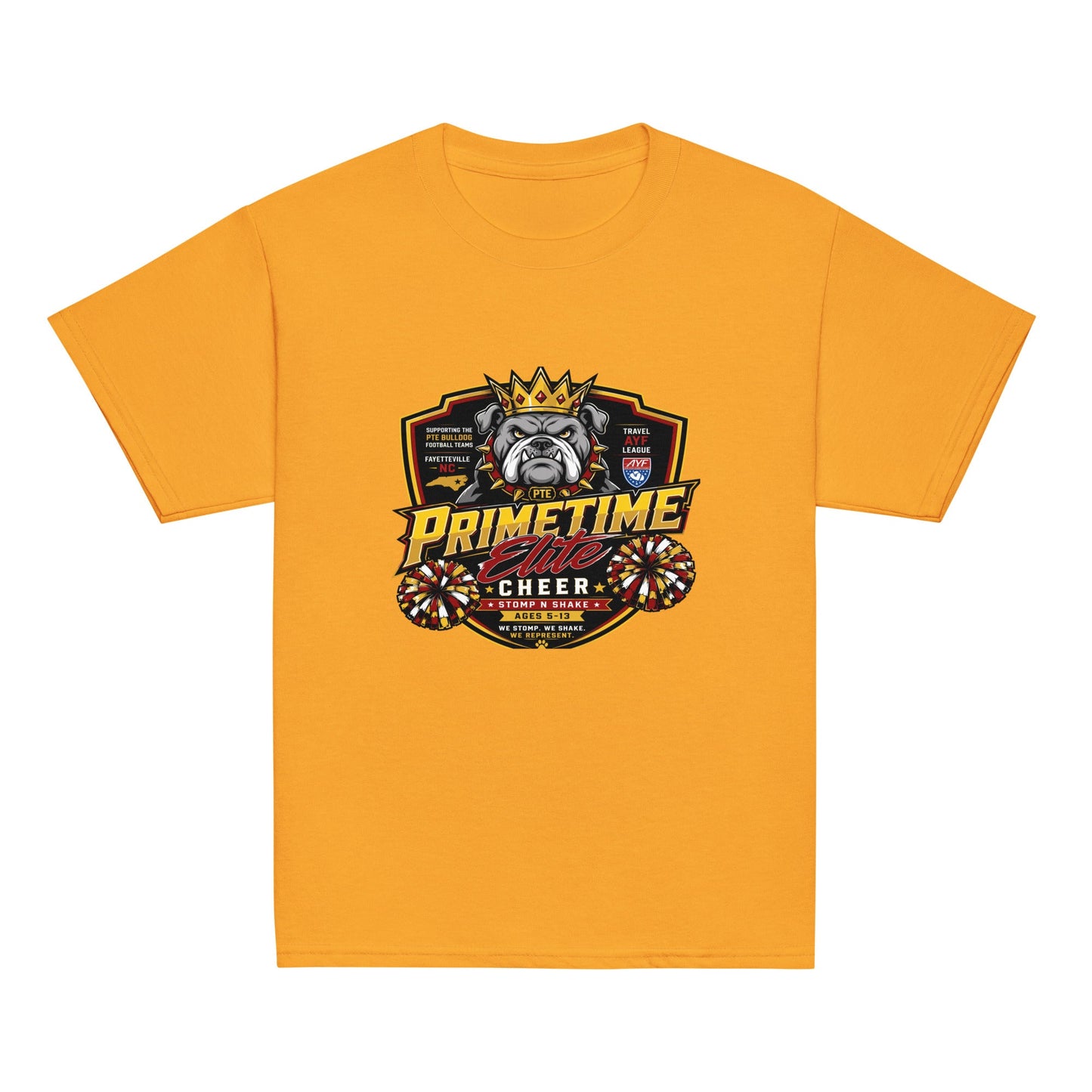 Classic | Youth T Shirt | PTE Bulldog Cheer | Shield Logo