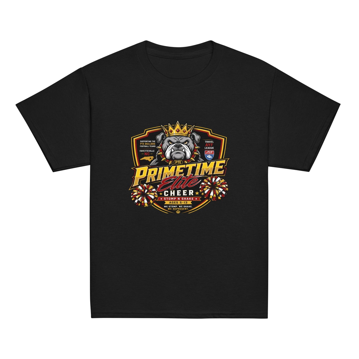 Classic | Youth T Shirt | PTE Bulldog Cheer | Shield Logo