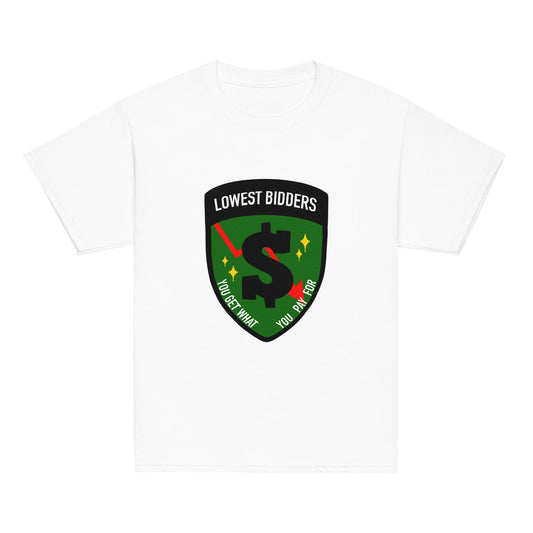 Classic | Youth T Shirt | The Lowest Bidders | Emblem Logo