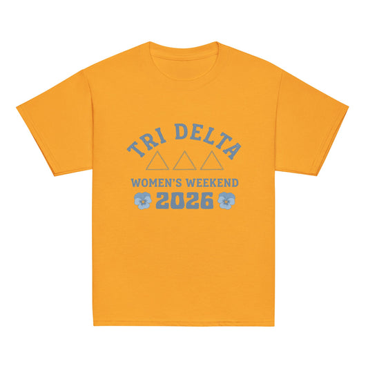 Classic | Youth T Shirt | Tri Delta Epsilon | Sisterhood Script Logo