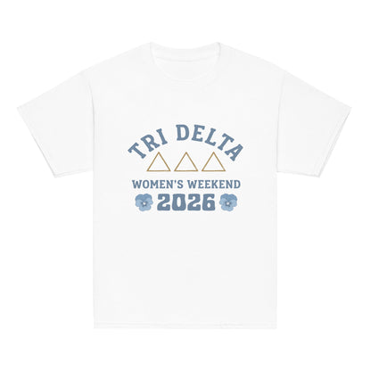 Classic | Youth T Shirt | Tri Delta Epsilon | Sisterhood Script Logo