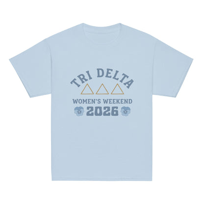 Classic | Youth T Shirt | Tri Delta Epsilon | Sisterhood Script Logo