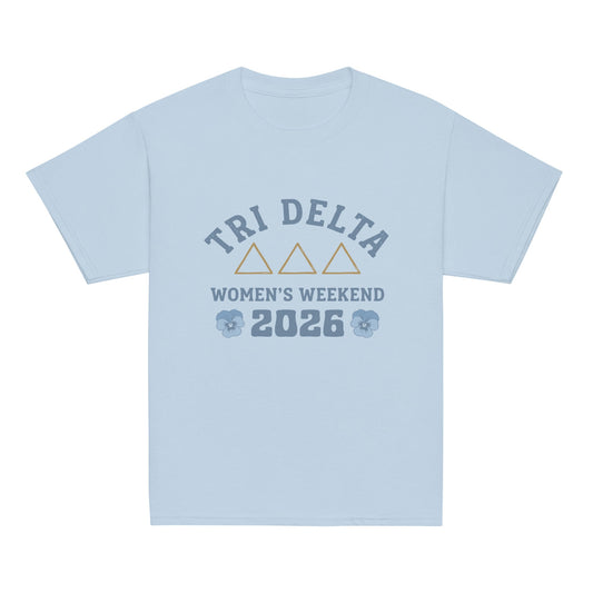 Classic | Youth T Shirt | Tri Delta Epsilon | Sisterhood Script Logo