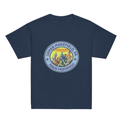Classic | Youth T Shirt | Upper Makefield Mavs Fastpitch | Crossing Badge Logo