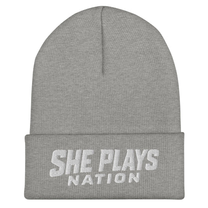 Cuffed Beanie | She Plays Nation | Script Logo