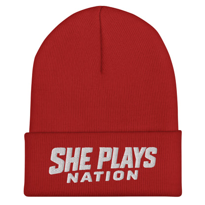 Cuffed Beanie | She Plays Nation | Script Logo
