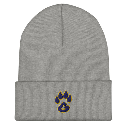 Cuffed Beanie | Rutherford County Grizzlies Football | Paw Print Logo