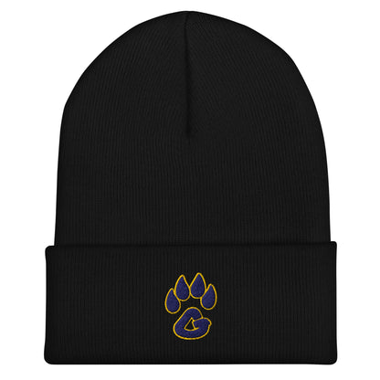Cuffed Beanie | Rutherford County Grizzlies Football | Paw Print Logo