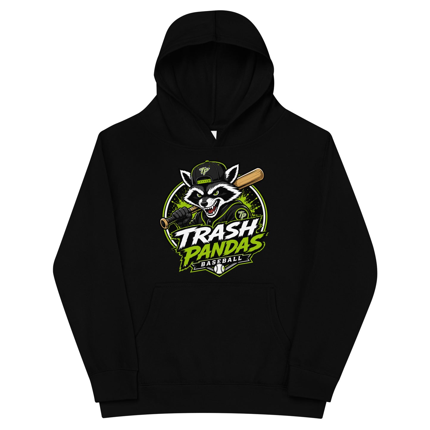 Performance | Youth Hoodie | Trash Pandas Baseball Organization | Mascot Logo